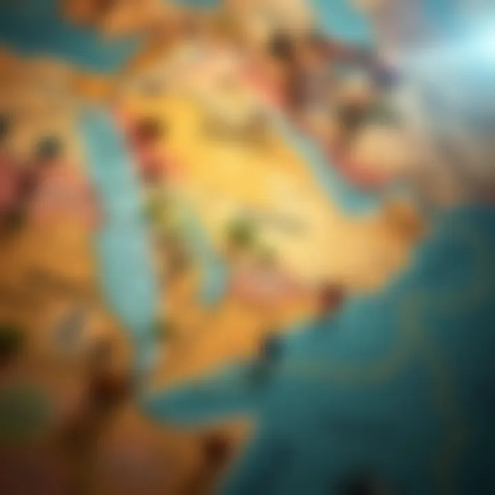 Map illustrating the diverse regions visited by Ibn Battuta