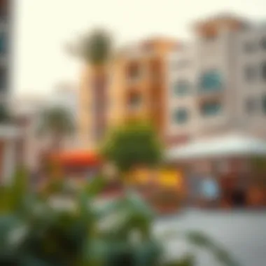 An outdoor community space in a Dubai neighborhood promoting social interaction