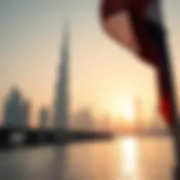 Iconic skyline of Dubai during a national celebration