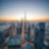 Aerial view of Dubai skyline featuring iconic buildings