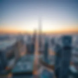 Aerial view of Dubai skyline featuring iconic buildings