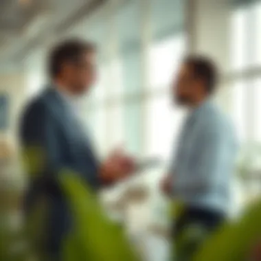 Broker discussing real estate opportunities with clients