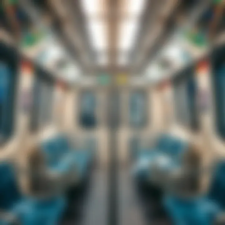 Inside Dubai Metro: Passenger Experience Interior of a modern Dubai Metro train showcasing passenger comfort