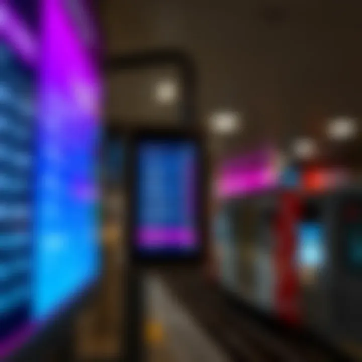 Dubai Metro Schedule Display Digital display board showing Dubai Metro schedule and timings