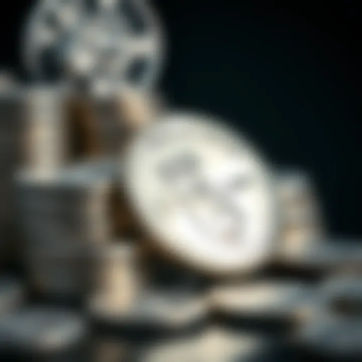 Close-up of silver bullion and coins