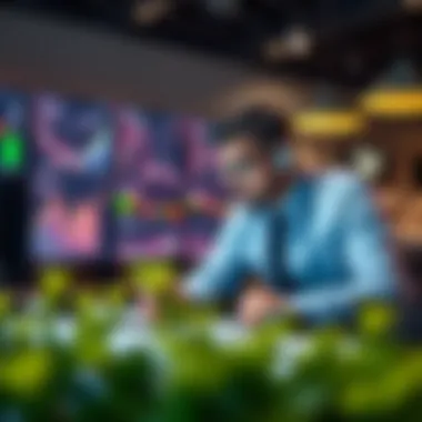 A trader analyzing market data and charts