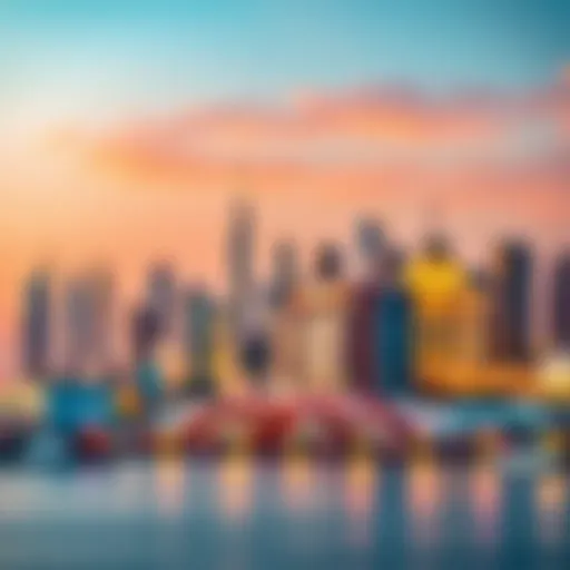 Visual representation of Dubai skyline with real estate icons