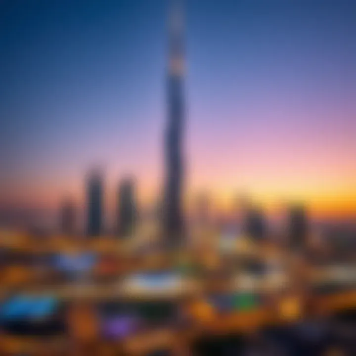 Panoramic view of Yas Tower in the Dubai skyline